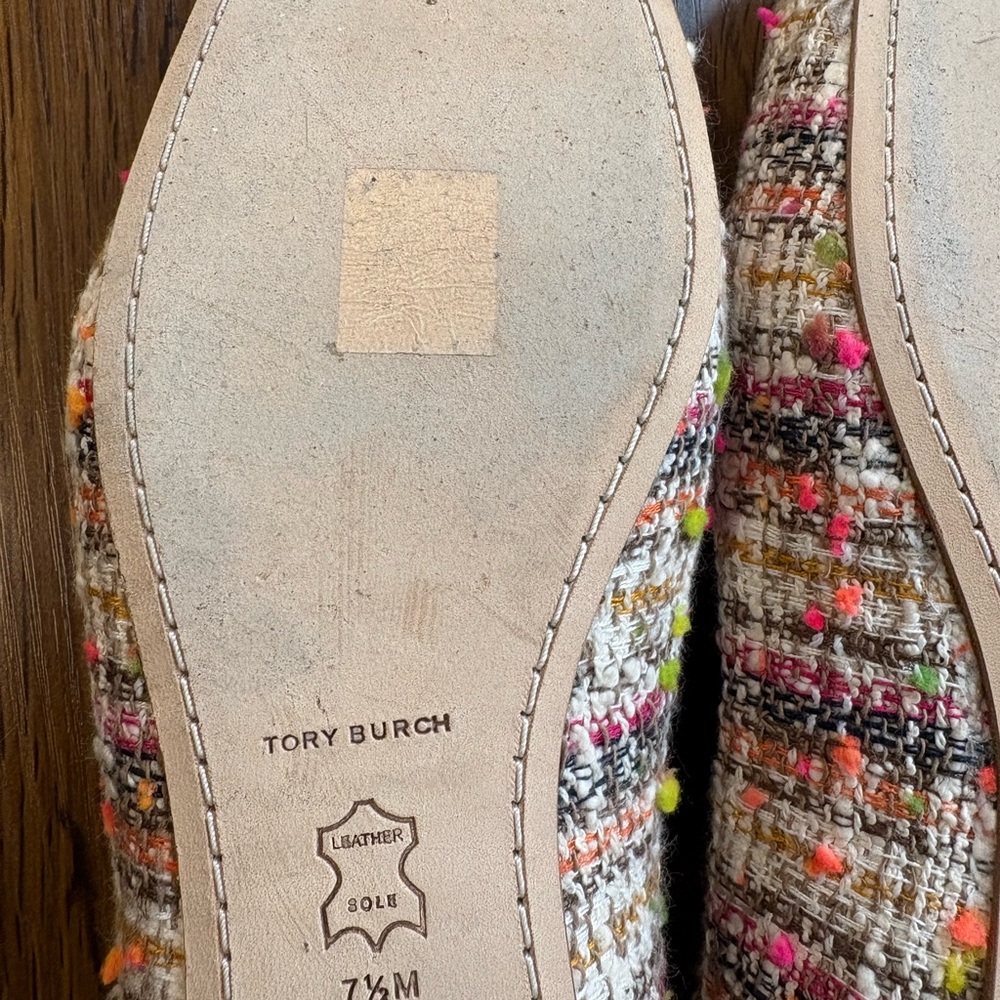 Tory Burch Colorful Tweed Flats with Gold Accent - Picture 9 of 12
